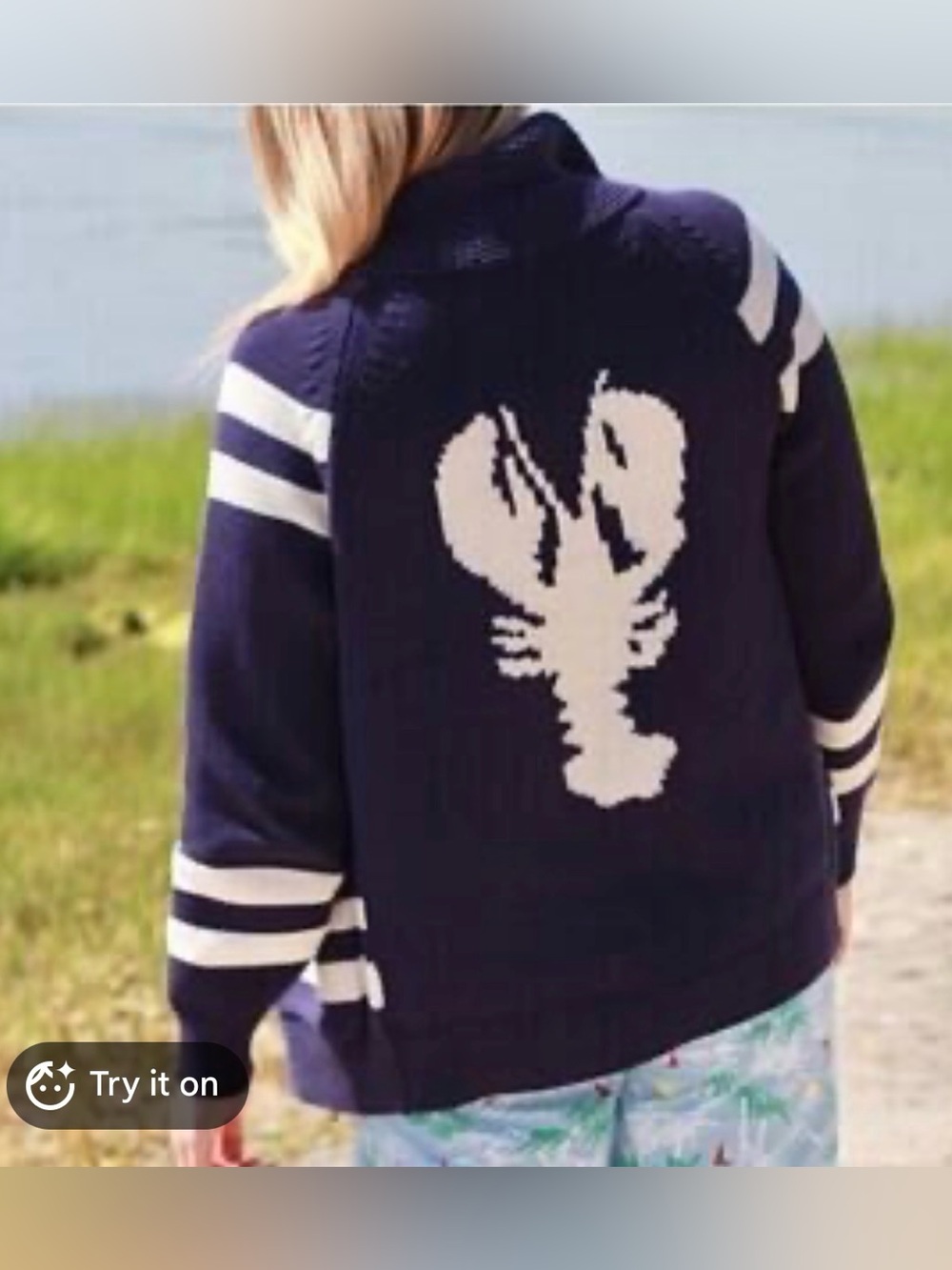 J. Crew Lobster Sweater-Jacket- Navy - Picture 2 of 6